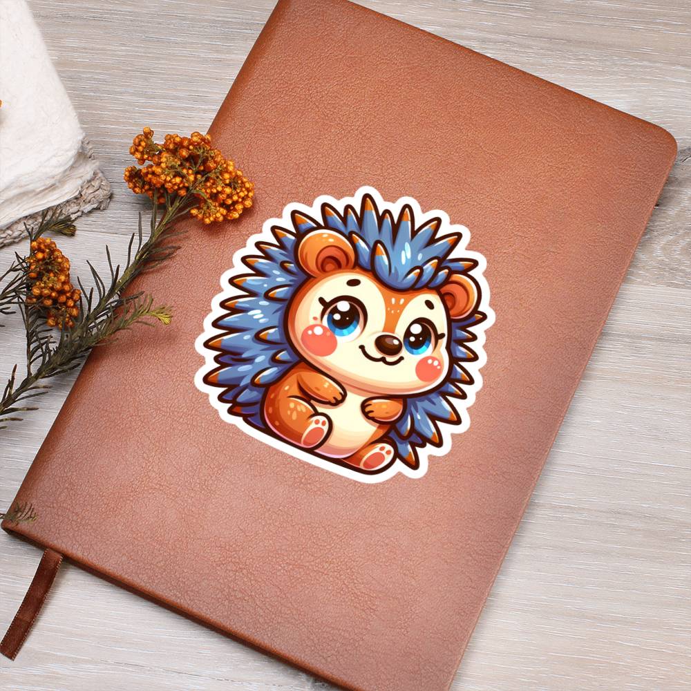 Cute Hedgehog sticker 66 - Vegan Leather Journal
