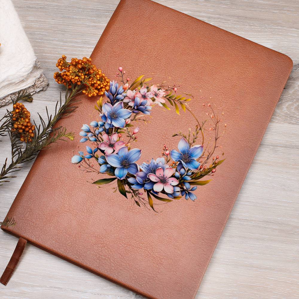 Floral Flower Wreath 125 - Vegan Leather Journal