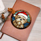 Dog Stained Glass Christmas Design 002 - Vegan Leather Journal