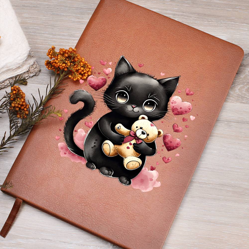 Valentine's Day Black Cat 038 - Vegan Leather Journal