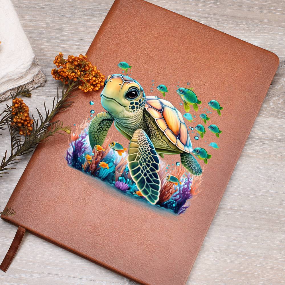 Cute Sea Turtle 003 - Vegan Leather Journal