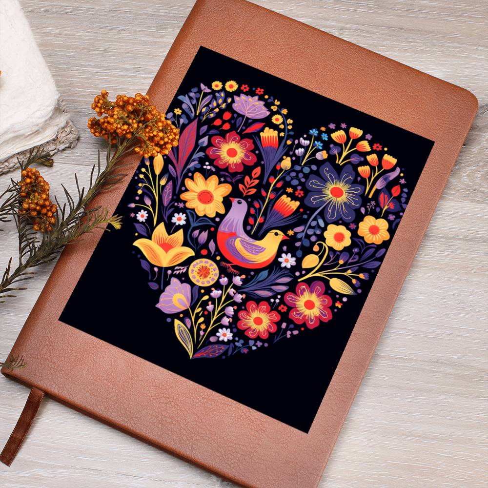 Birds And Floral Design 112 - Vegan Leather Journal