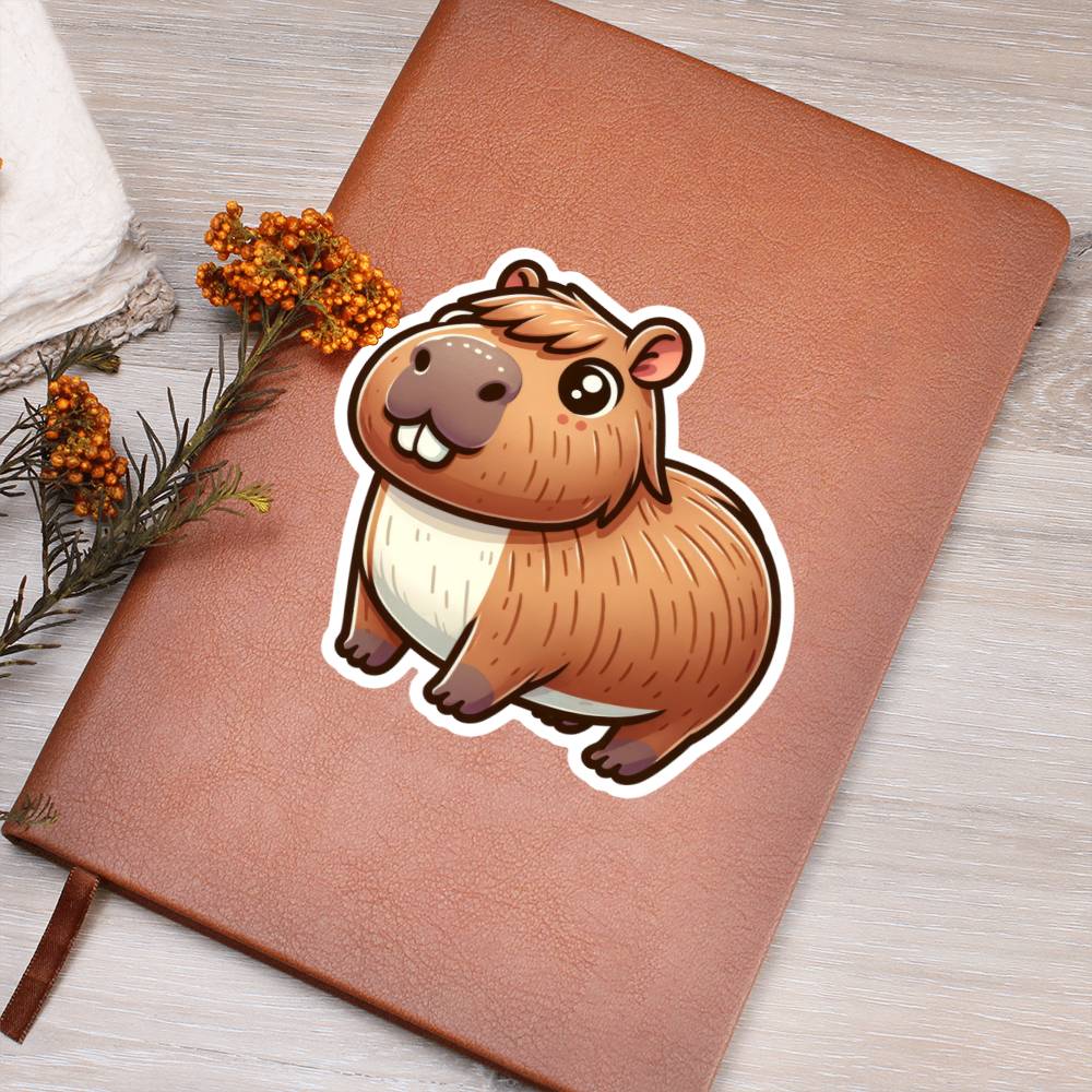 Cute Capybara sticker 20 - Vegan Leather Journal