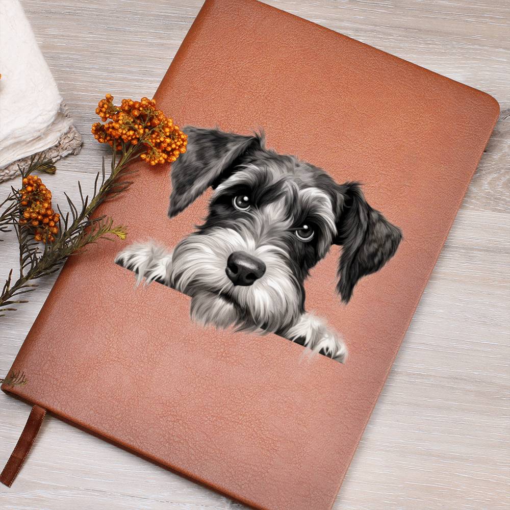 Standard Schnauzer Peeking - Vegan Leather Journal