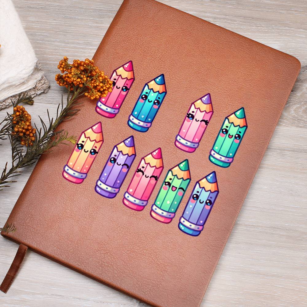 Cute Back to School Sticker 102 - Vegan Leather Journal