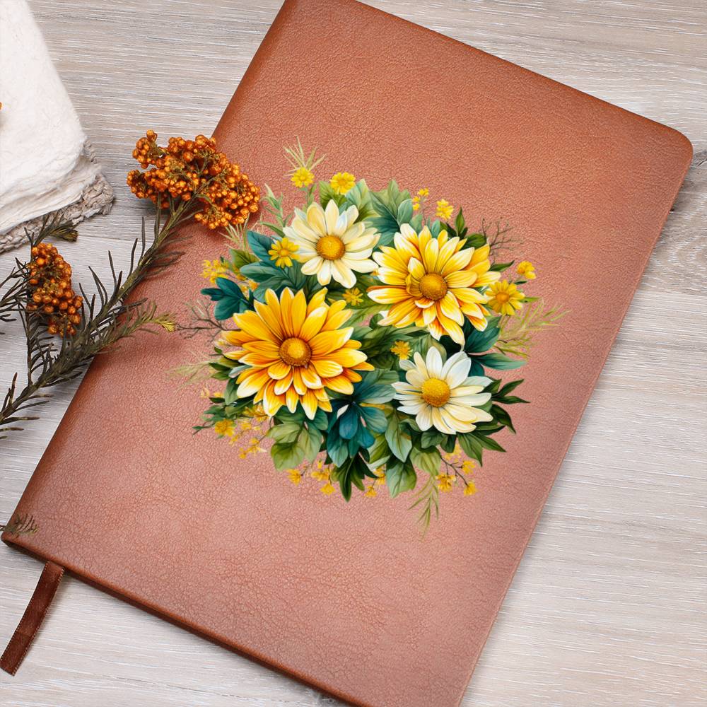 Floral Flower Wreath 037 - Vegan Leather Journal