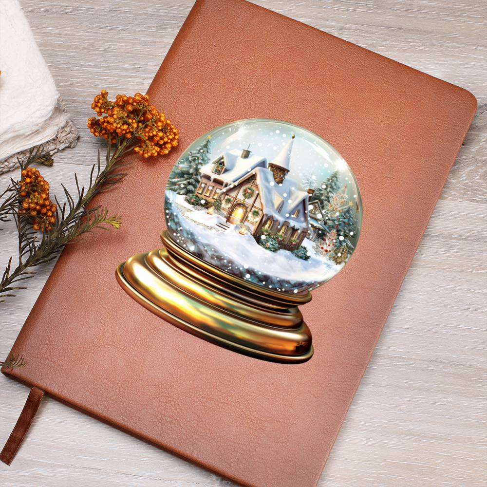 Watercolor Christmas Snow Globe 020 - Vegan Leather Journal