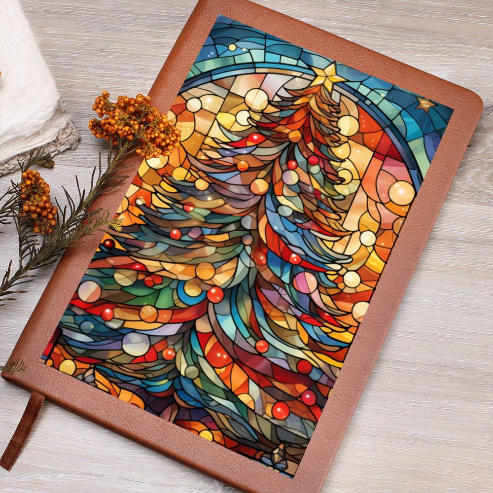 Christmas Stained Glass Design 029 - Vegan Leather Journal