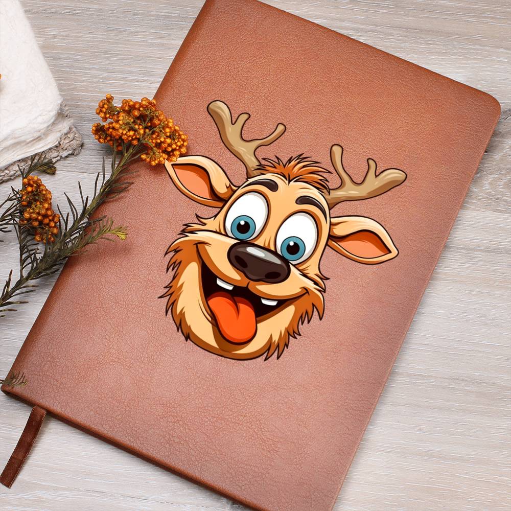 Funny Reindeer Face 07 - Vegan Leather Journal