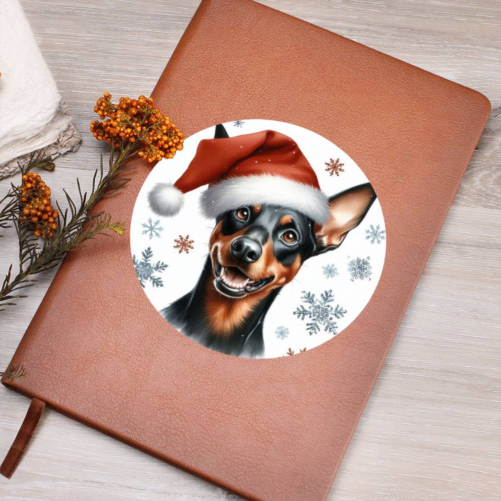 Christmas Dog - German Pinscher - Vegan Leather Journal
