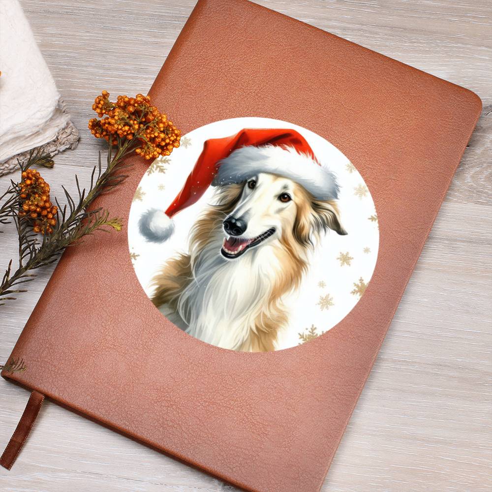 Christmas Dog - Borzoi - Vegan Leather Journal