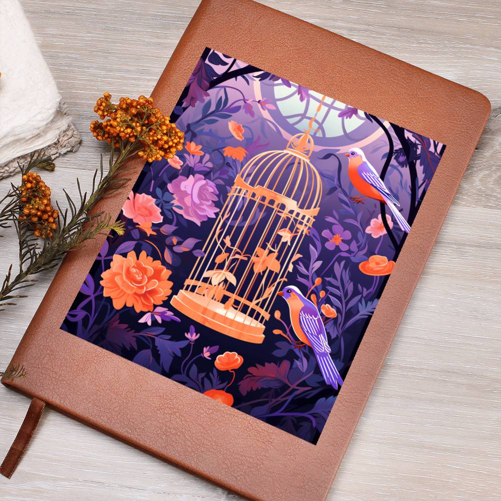 Birds And Floral Design 149 - Vegan Leather Journal