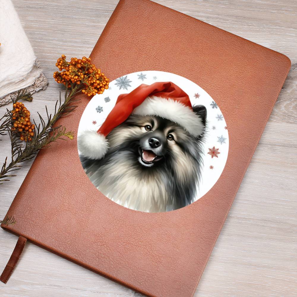 Christmas Dog - Keeshond - Vegan Leather Journal