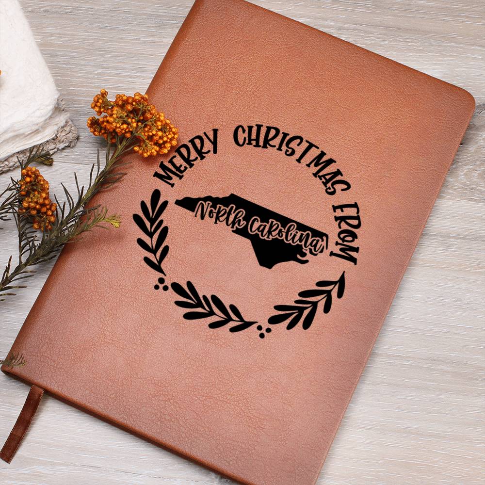 Merry Christmas From North Carolina - Vegan Leather Journal