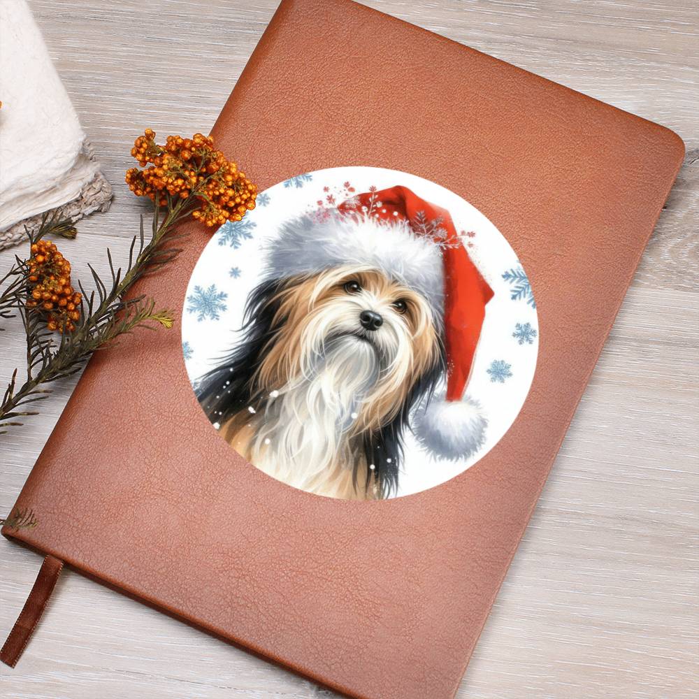 Christmas Dog - Tibetan Terrier - Vegan Leather Journal