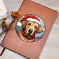 Dog Stained Glass Christmas Design 003 - Vegan Leather Journal