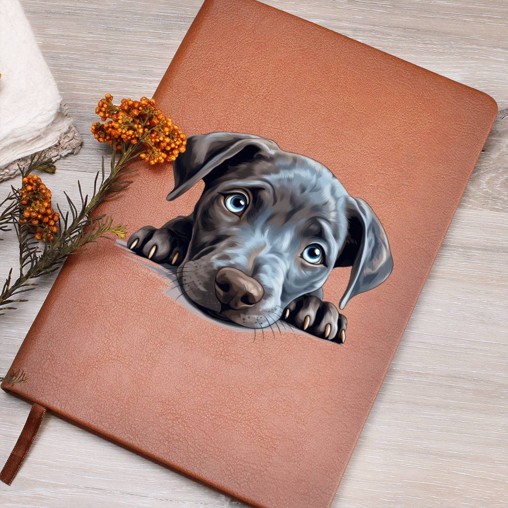 Blue Lacy Peeking - Vegan Leather Journal
