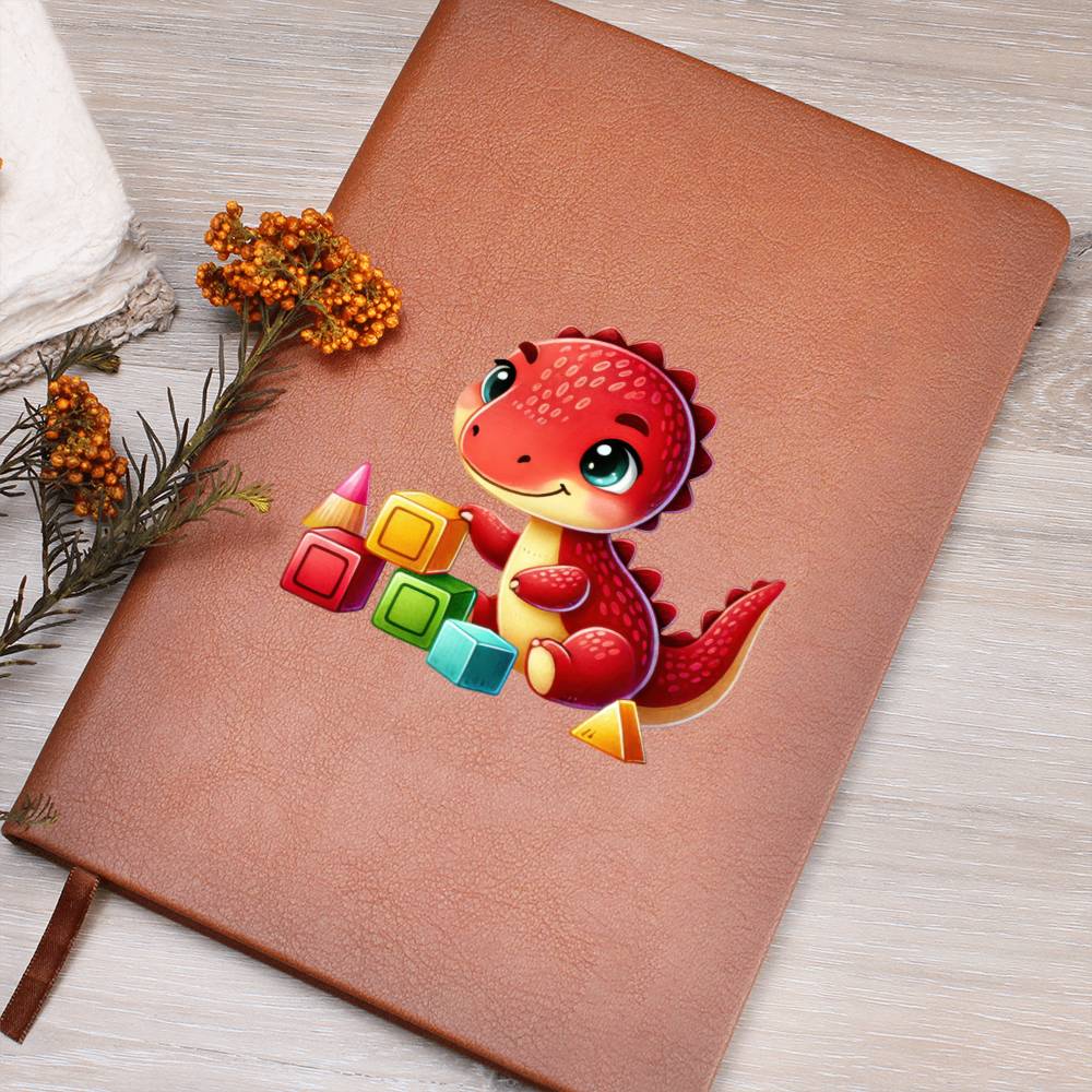 Colorful Baby Dinosaur 113 - Vegan Leather Journal