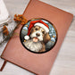 Dog Stained Glass Christmas Design 021 - Vegan Leather Journal