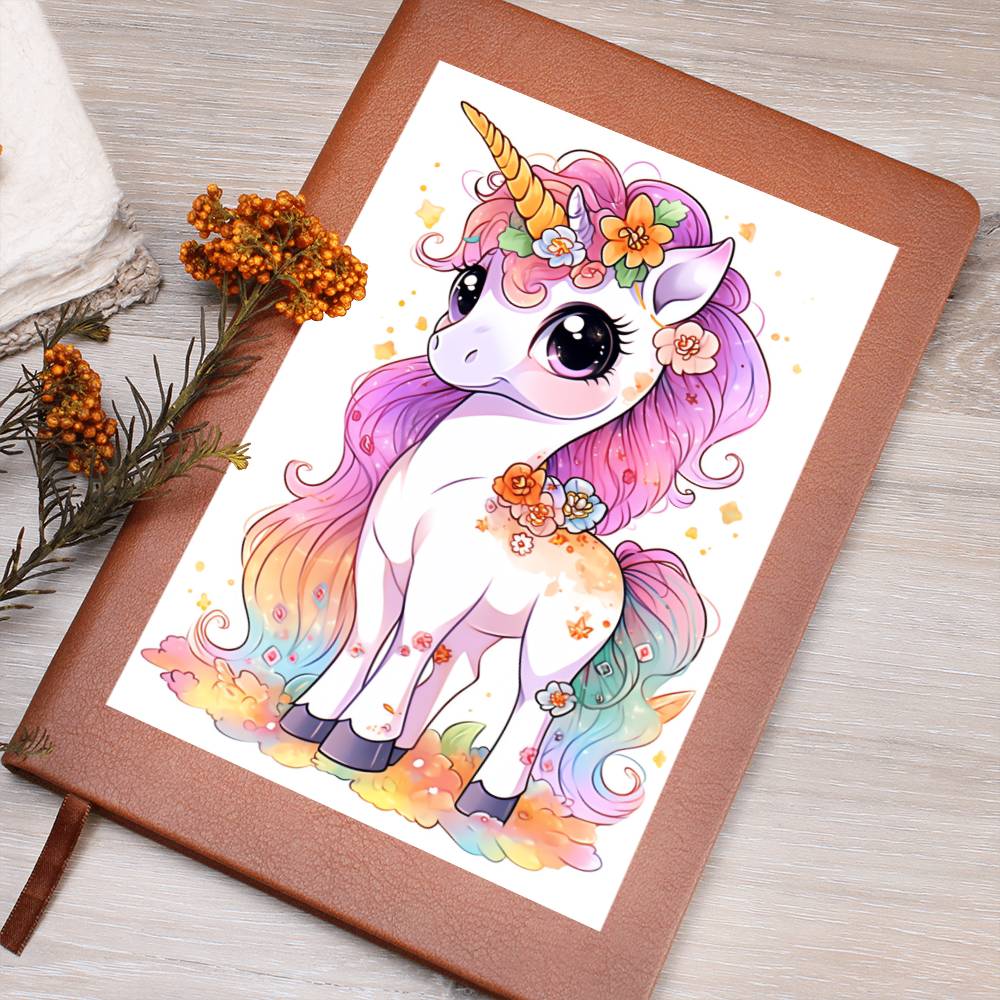 Cute Unicorn 095 - Vegan Leather Journal