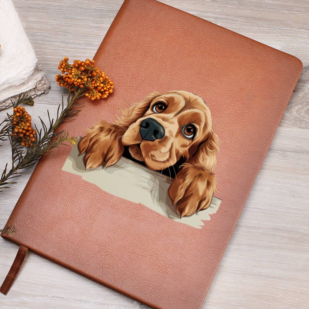 English Cocker Spaniel Peeking - Vegan Leather Journal
