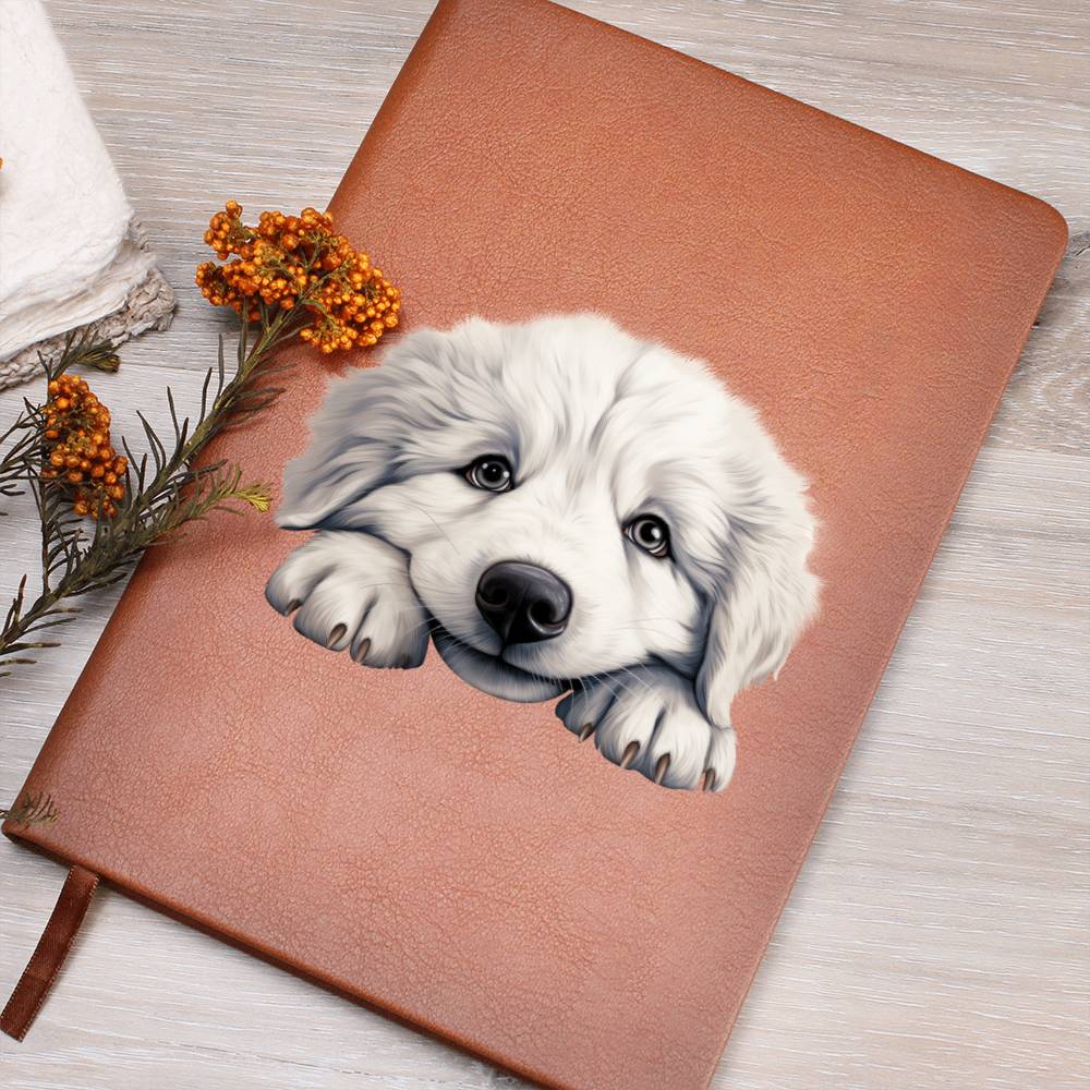 Great Pyrenees Peeking - Vegan Leather Journal