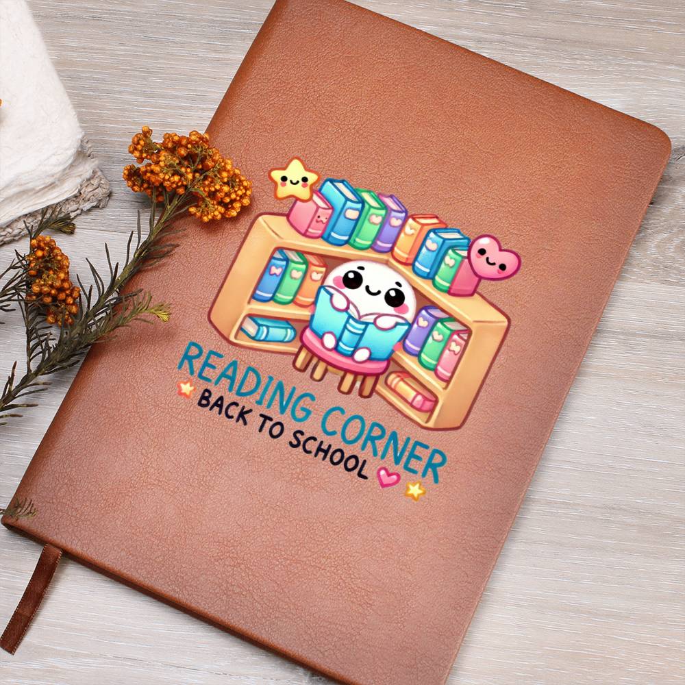 Cute Back to School Sticker 042 - Vegan Leather Journal