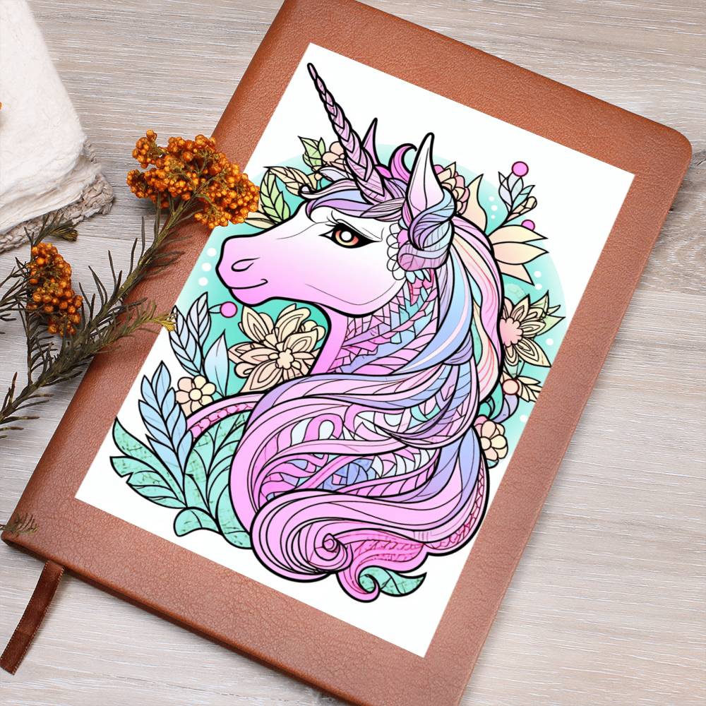 Cute Unicorn 090 - Vegan Leather Journal