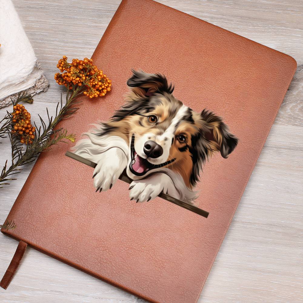 Shetland Sheepdog Peeking - Vegan Leather Journal