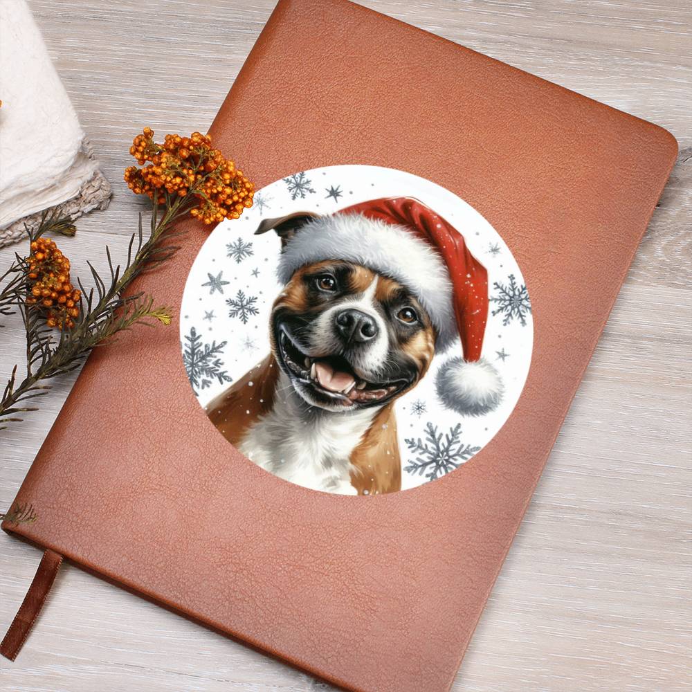 Christmas Dog - Staffordshire Bull Terrier - Vegan Leather Journal
