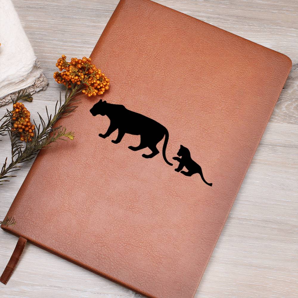 Mama Lioness With 1 Cub - Vegan Leather Journal
