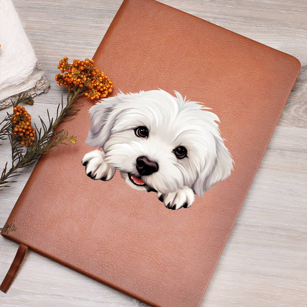 Coton De Tulear Peeking - Vegan Leather Journal