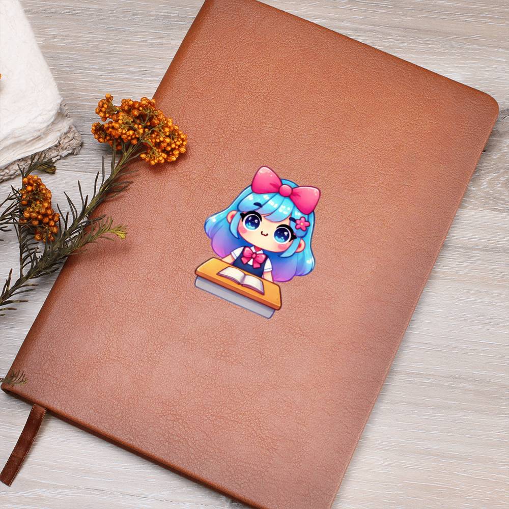 Cute Back to School Sticker 013 - Vegan Leather Journal