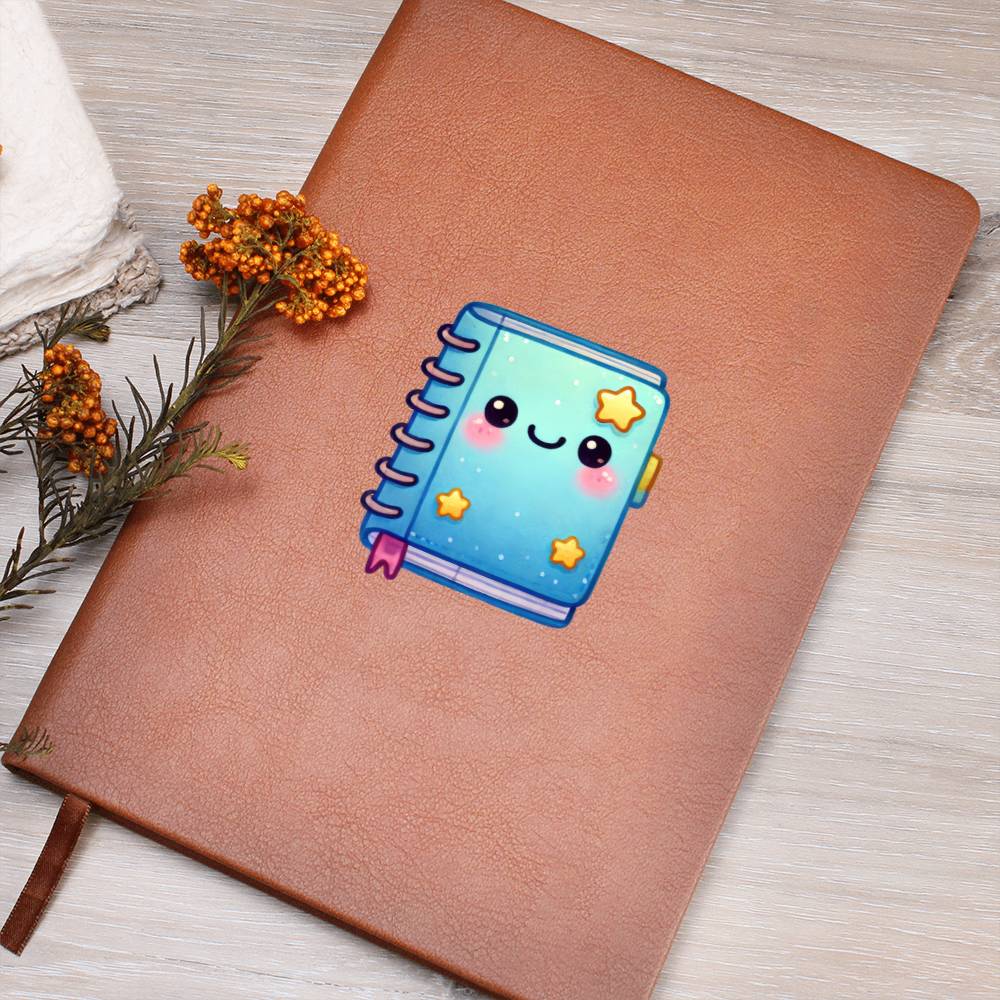 Cute Back to School Sticker 105 - Vegan Leather Journal