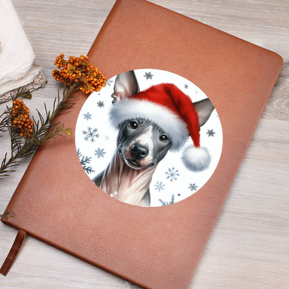 Christmas Dog - American Hairless Terrier - Vegan Leather Journal