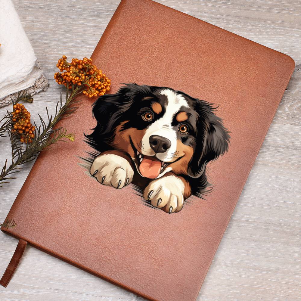 Bernese Mountain Dog Peeking - Vegan Leather Journal
