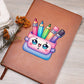 Cute Back to School Sticker 090 - Vegan Leather Journal