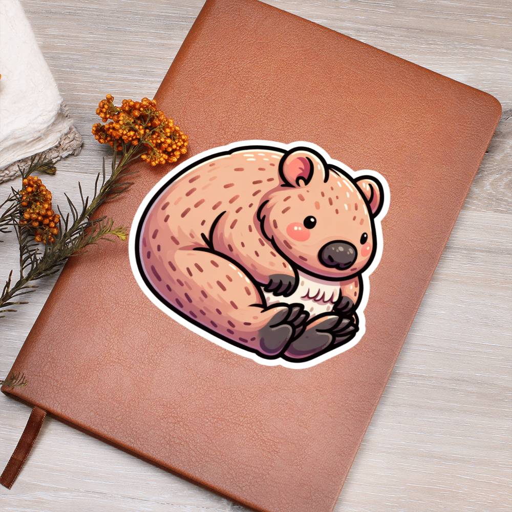 Cute Wombat sticker 218 - Vegan Leather Journal