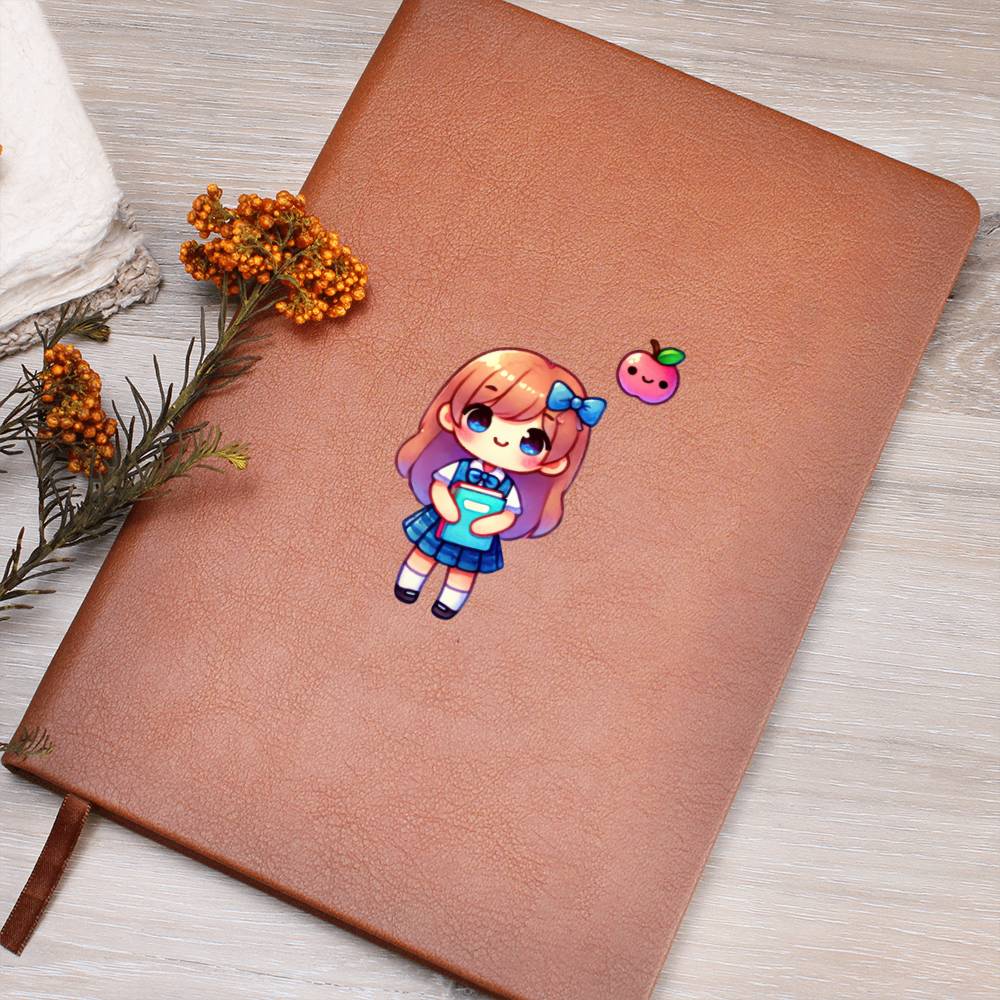 Cute Back to School Sticker 066 - Vegan Leather Journal