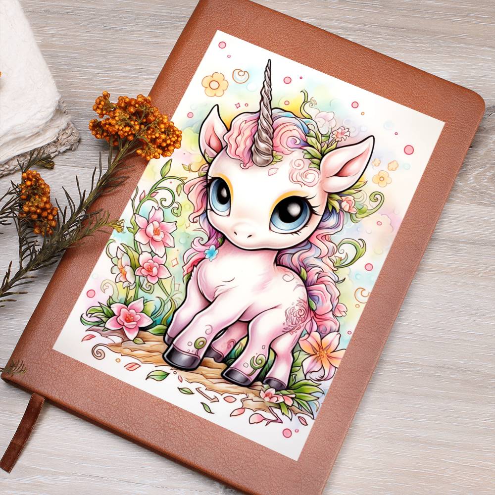 Cute Unicorn 091 - Vegan Leather Journal