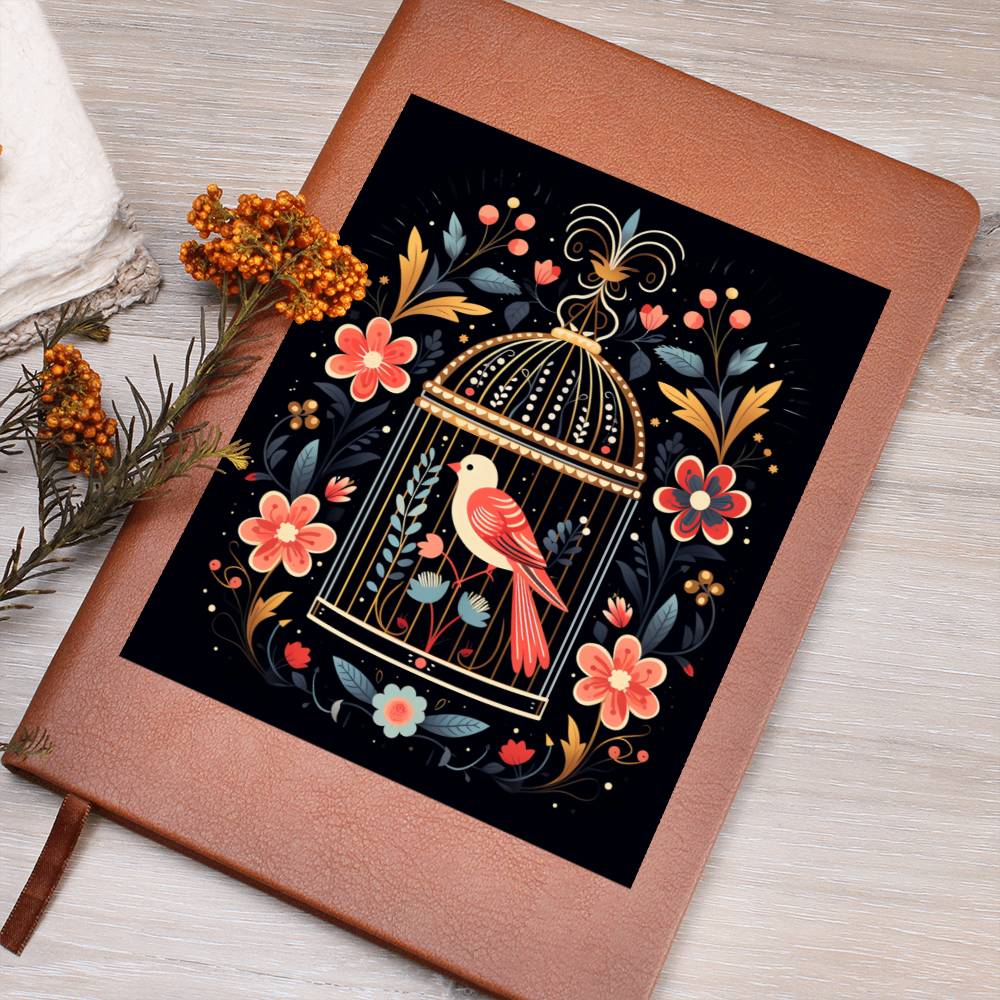 Birds And Floral Design 161 - Vegan Leather Journal