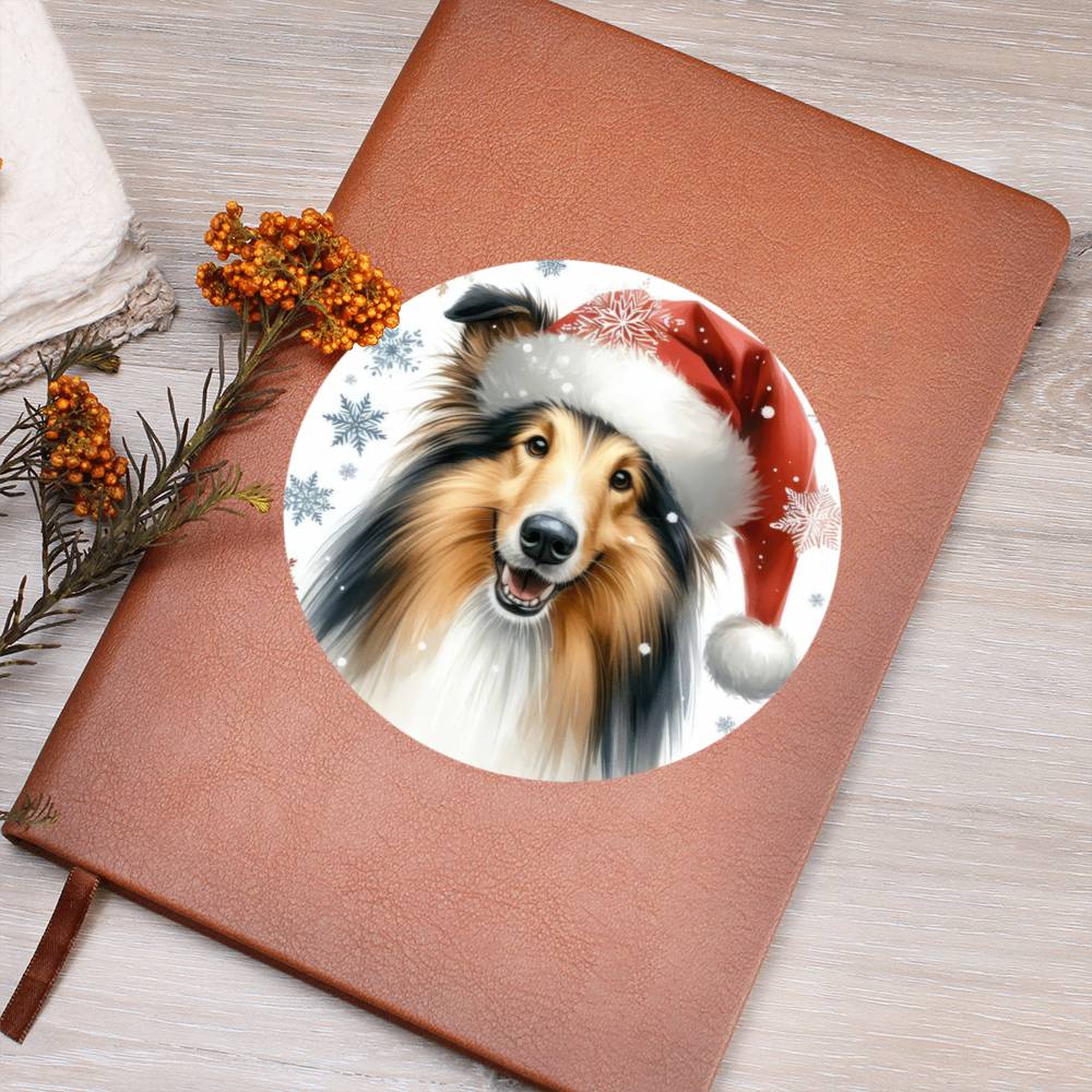 Christmas Dog - Collie - Vegan Leather Journal