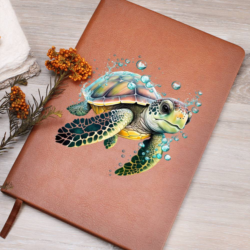 Cute Sea Turtle 004 - Vegan Leather Journal