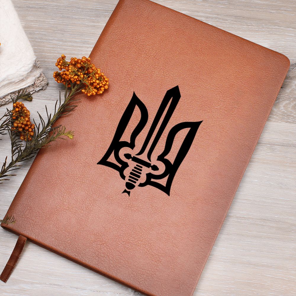 Stylized Tryzub (Black) - Vegan Leather Journal