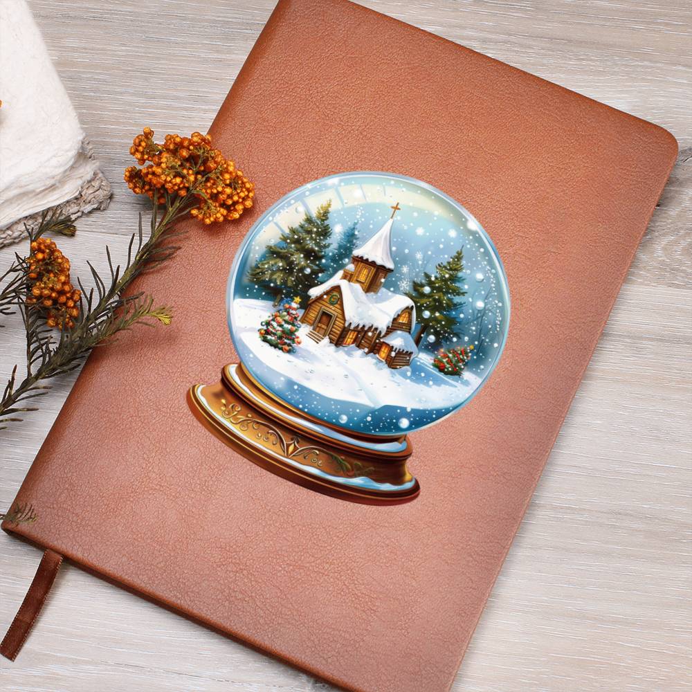 Watercolor Christmas Snow Globe 016 - Vegan Leather Journal