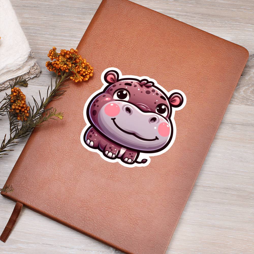 Cute Pygmy hippopotamus sticker 134 - Vegan Leather Journal
