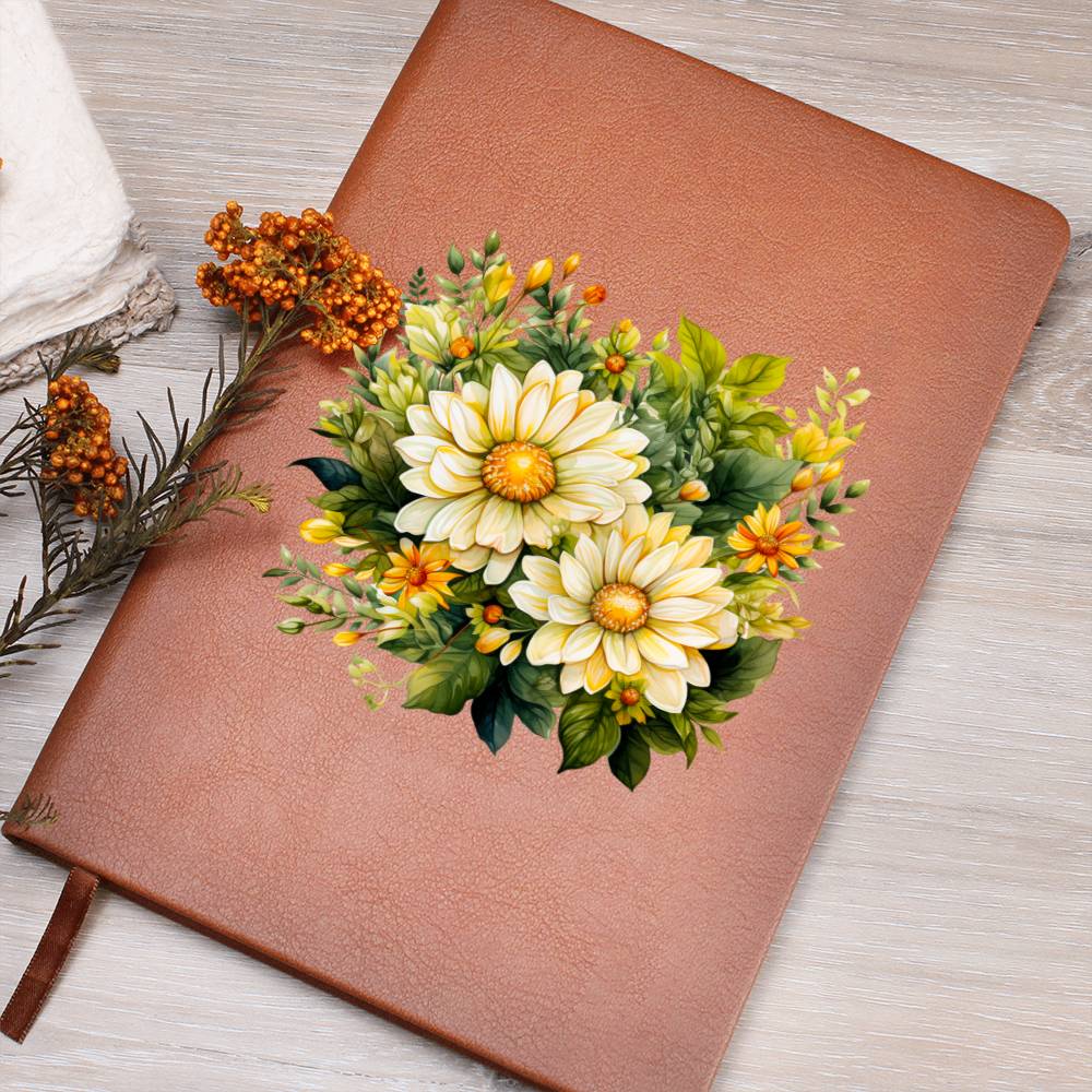 Floral Flower Wreath 091 - Vegan Leather Journal