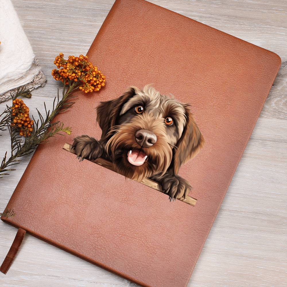 Wirehaired Pointing Griffon Peeking - Vegan Leather Journal