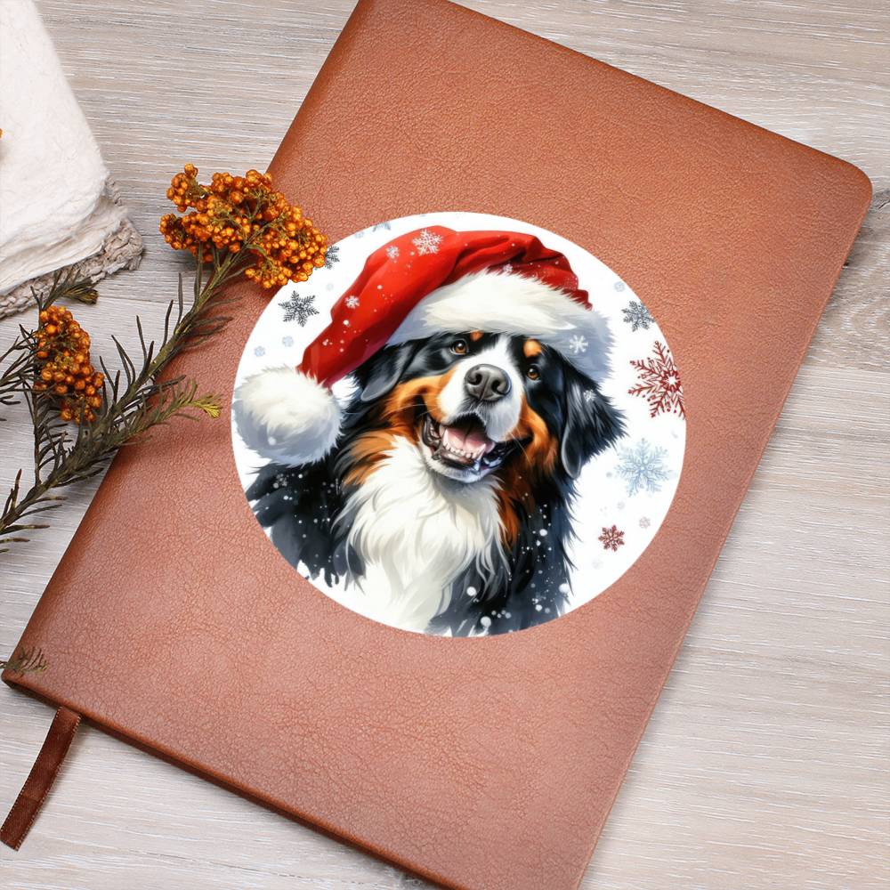 Christmas Dog - Bernese Mountain Dog - Vegan Leather Journal