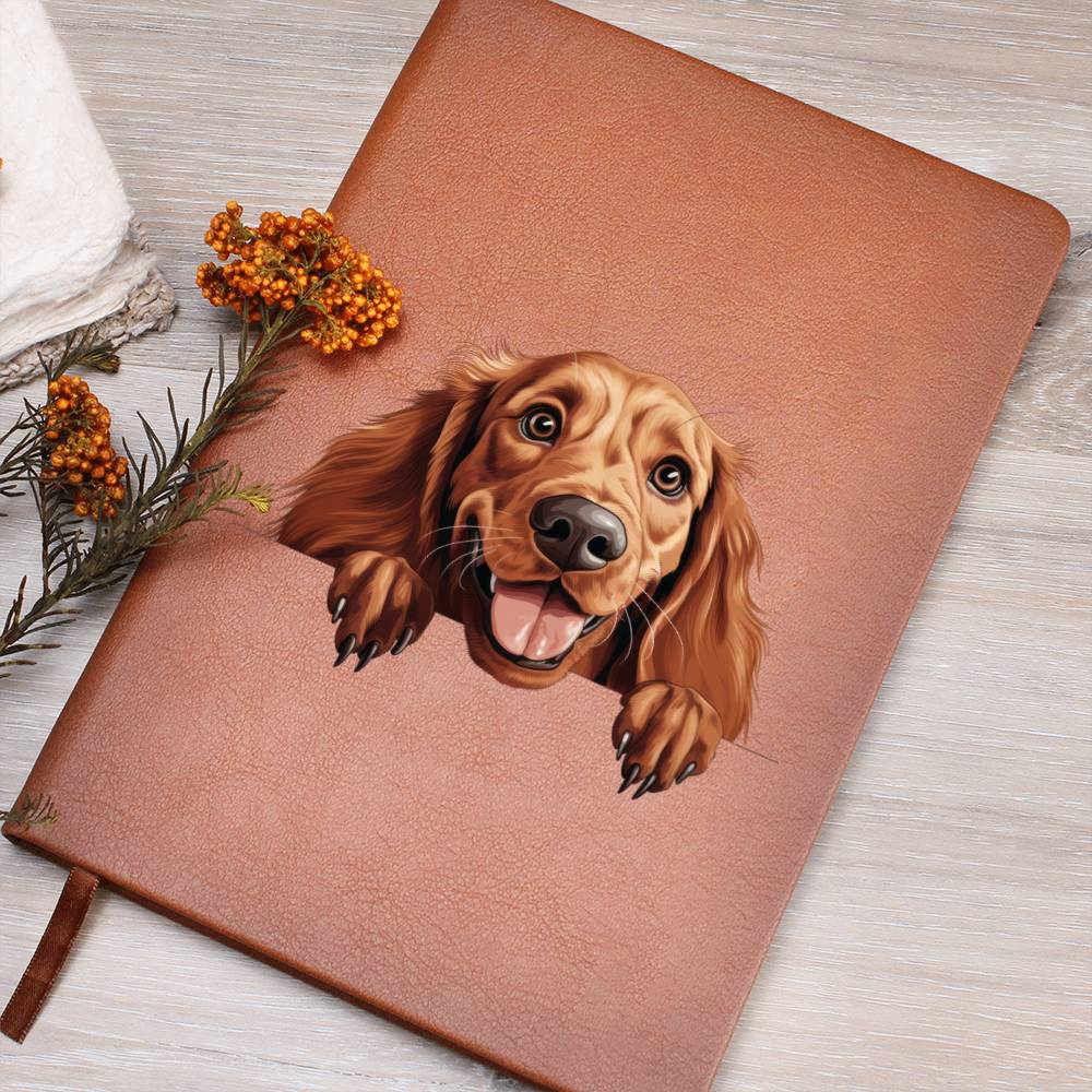 Irish Setter Peeking - Vegan Leather Journal